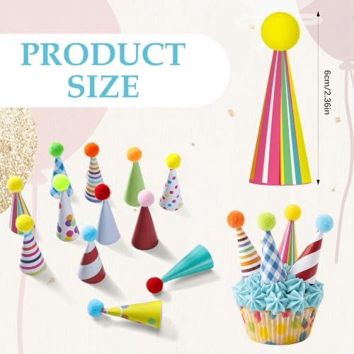 12 Pcs Mini Happy Birthday Hat Cupcake Toppers for Animal Figure