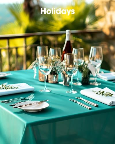 Pureegg Plastic Table Cloth Disposable 54x108 Inch 10 Pack, Teal