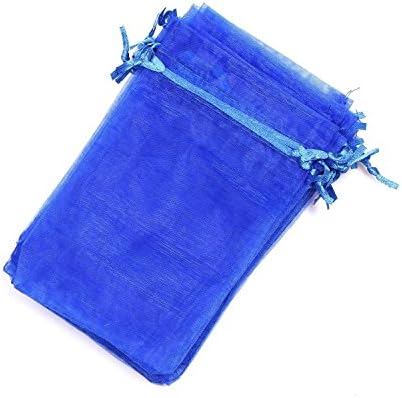 Wudygirl 100 PCS 5"x7" Organza Bags Blue Gift Bags with Drawstring