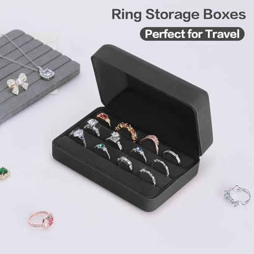 KUKUVR Velet Jewelry Ring Storage Box for Multiple Rings (Black)