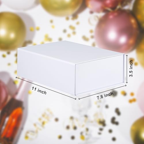 Tlpmsk White Gift Boxes With Lids,11×7.8×3.5 Inch,Magnetic Box for Present