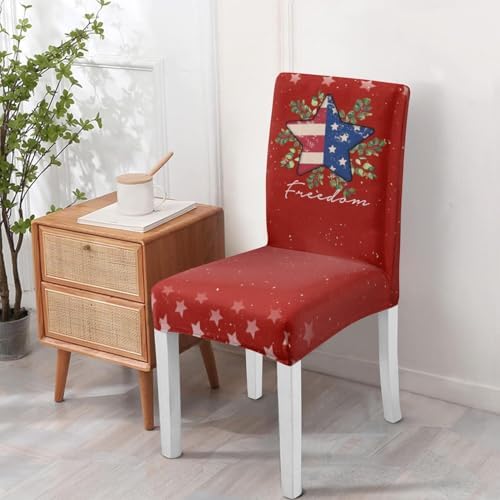 4th of July Chair Covers Set of 4, Independence Day Decorations Stretch Removable Washable Dining Room Red American Flag Patriotic Chair Protector Slipcovers Party Kitchen Home Memorial Day Decor