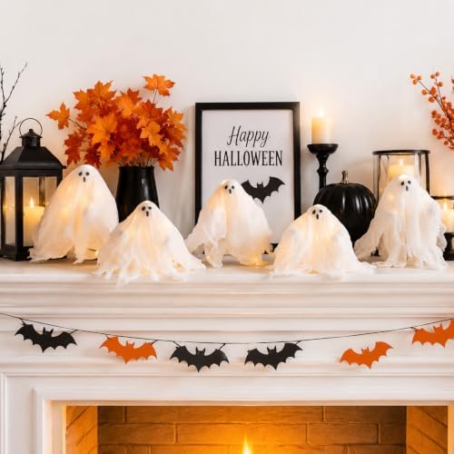 Halloween Indoor Decorations, Set of 5 Light Up Ghosts Table Centerpiece
