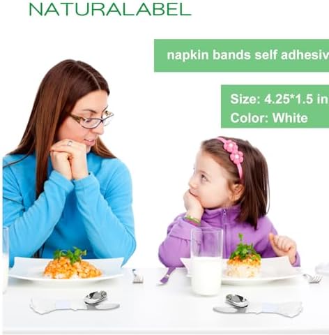 NATURALABEL Self-Adhesive Napkin Bands, Bulk Pack of 20,000, White
