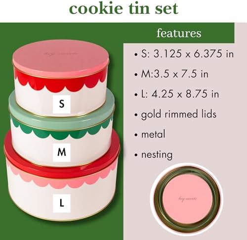 kate spade new york Round Cookie Tin Set of 3, Hey Sweets
