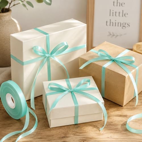3/8In 30Yards Mint Blue Thin Ribbon for Gift Wrapping Wedding Baby Shower