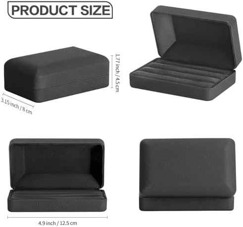 KUKUVR Velet Jewelry Ring Storage Box for Multiple Rings (Black)