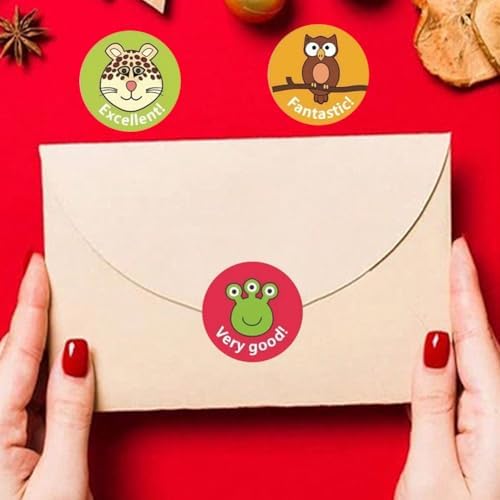 500Pcs Cartoon Stickers 1inch 8 Design Encourage Stickers Roll for Envelopes Invitations Cards Decorations