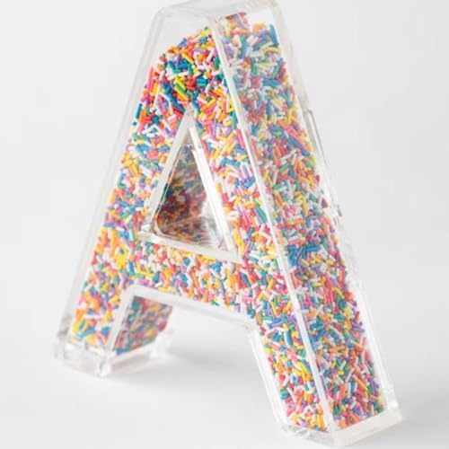 Fillable Alphabet Acrylic Tray Letter Candy Jar Reusable Party Food Jar with Magnetic Lid 10-Inch Sealed Decorative Box (A)
