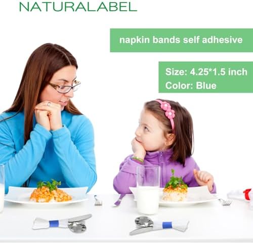 NATURALABEL Self-Adhesive Napkin Bands, Bulk Pack of 20,000, Blue