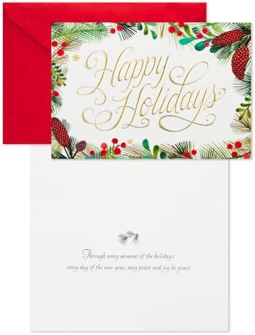 Hallmark Boxed Holiday Cards, Festive Greenery (40 Cards and Envelopes)