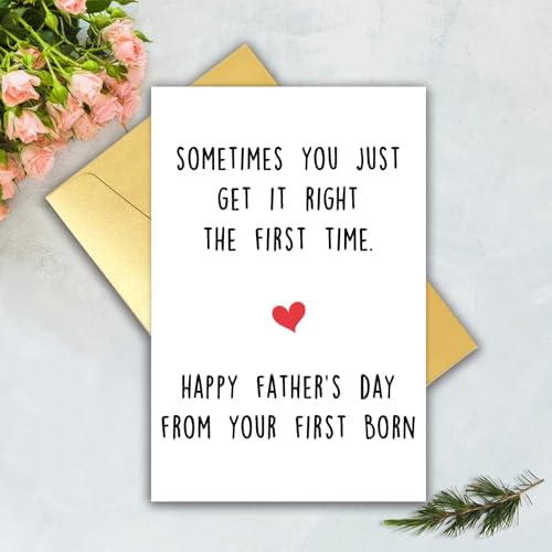 Funny Fathers Day Card from 1st Born, Humorous Fathers Day Card Gift for Dad from First Born Son Daughter Kids, Unique Father's Day Cards from First 1st Child