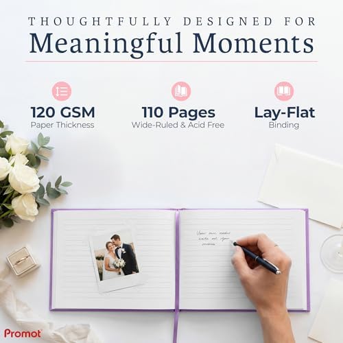 Promot Personalized Guestbook (Lavender Purple) - 110 Lined Pages