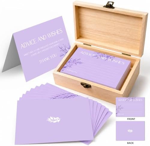60pcs Lavender Eucalyptus Advice and Wishes Cards, 5.7"x3.8" Wedding Advice Cards for Bridal Shower, 250gsm Thick Paper Wedding Guest Book Alternative, for Mr & Mrs Engagement Party