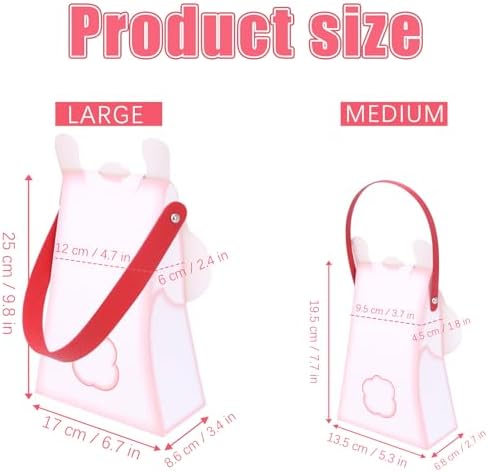 CcXxming 30 PCS Easter Party Favor Bags with Handles，Bunny-Shaped Treat Bags with Window & Stickers (Large)，Paper Goodie Boxes for Kids Egg Hunts