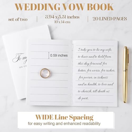 Ngrowtic 2 Set Wedding Vow Books to My Husband Wife, Black