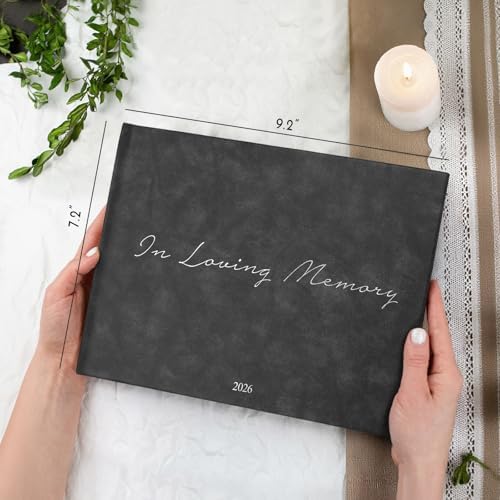 Funeral Guest Book - Celebration of Life Guest Book with Rollerball Pen for Memorial Service - Funeral Memory Sign in Books for Over 300+ Guests - Funeral Decorations with In Loving Memory Table Sign