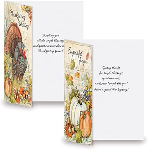 Current Autumn Colors Thanksgiving Greeting Cards Set - Themed Holiday Card Variety Value Pack, Set of 8 Large 5 x 7-Inch Cards, 4 Unique Designs, Envelopes Included, Art by Susan Winget