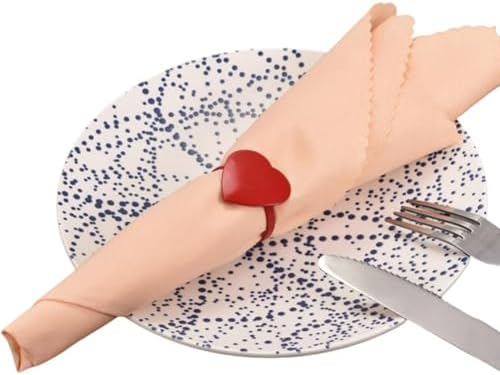 6 PCS Love Heart Valentine's Day Napkin Rings, Metal Napkin Holders, Mother's Day Wedding Valentine's Day Dinner Home Table Decorations Party Supplies