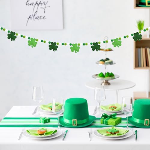 St Patricks Day Decorations Felt Pompom Banner Pre-Assembled