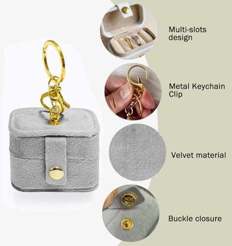 Ring Bearer Pillow Box for Dog Collar, Velvet Wedding Mini Ring Holder Pouch for Pet, Travel Ring Earrings Storage Box for Proposal Engagement Wedding Ceremony Party (Gray)