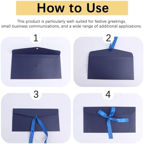 20 Pack Pearlescent Blue Decorative Envelopes with Ribbon Bow, 8x4 Inch Christmas Cash Gift Envelope, Greeting Invitation Envelope Classical Pure Set for Wedding Birthday Festival and Party