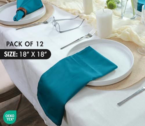 Ruvanti Cloth Napkins Set of 12, Cotton Enrich 18”x18” - Teal