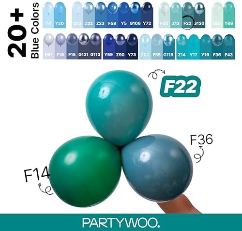 PartyWoo Slate Blue Balloons 140pcs Dusty Blue Boho Neutral Different Sizes