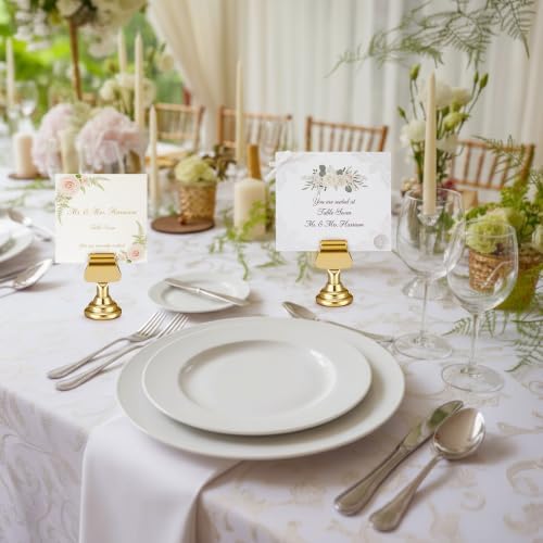 Kathfly 24 Pcs Wedding Table Number Holders Metal Gold Place Card Holder