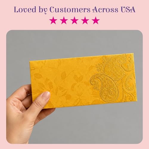 LoveNspire Money Envelopes (7.5 x 3.5 Inch) Decorative Dual Paisley Pattern Shagun Lifafa for Indian Wedding, Birthday | Cash Gift Holder & Home Savings Organizer Pack of 100