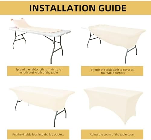 2-Pack 6ft Spandex Table Covers for Rectangle Standard Folding Tables - Wrinkle Resistant Stretch Tablecloths - Ultimate Fitted Table Protector for Parties, Trade Shows, Banquet
