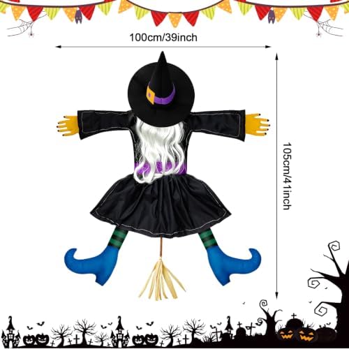 Halloween Decorations Outdoor, Solar Witch, Silver Hair