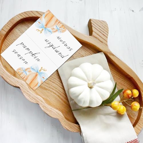 24 Pcs Little Pumpkin Place Cards (Blue Bow)