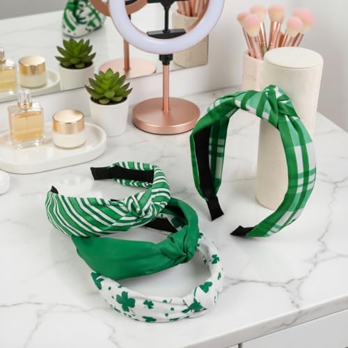 Huachi Knotted Headbands for Women Non Slip Fashion Womens Headbands - Cute Hairband for Women‘s Wide Top Knot Hair Hoops for Girls - St. Patrick's Day Head Band Hair Accessories for Women 4PCS