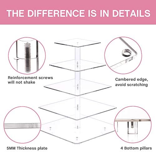 YestBuy Cupcake Stand with Pink Lights, Cupcake Tower Stand for 60 Cupcakes