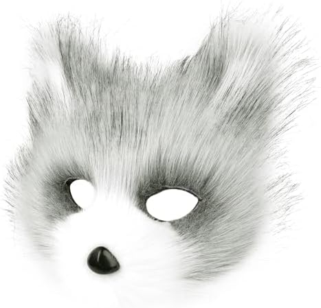 Adolala Faux Fur Fox Tail Cat Wolf Set Plush Mask Fluffy Paw Gloves Halloween Christmas Party for Women