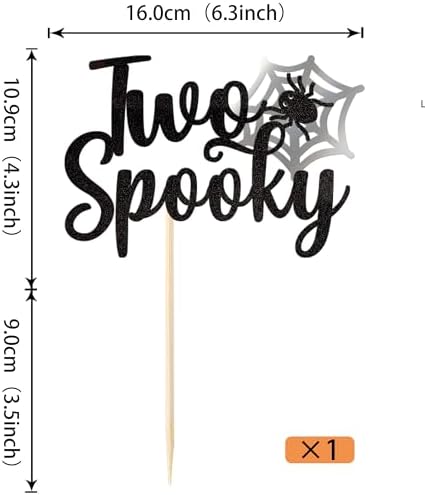 1 Pack Two Spooky Cake Topper Glitter Two Spooky Halloween Birthday Cupcake Picks 2nd Birthday Bat Cake Decorations for Halloween Kids Second Birthday Party Supplies Black