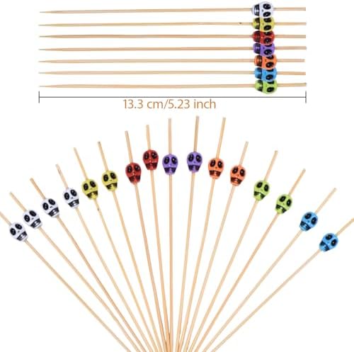 JtmyAota 100 Pack Skull Cocktail Picks, Halloween Toothpicks for Appetizers