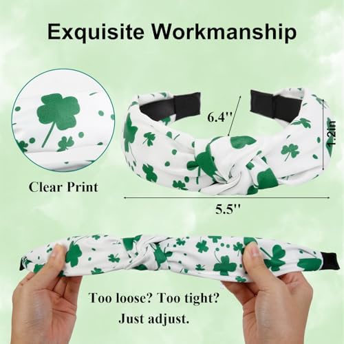 Huachi Knotted Headbands for Women Non Slip Fashion Womens Headbands - Cute Hairband for Women‘s Wide Top Knot Hair Hoops for Girls - St. Patrick's Day Head Band Hair Accessories for Women 4PCS