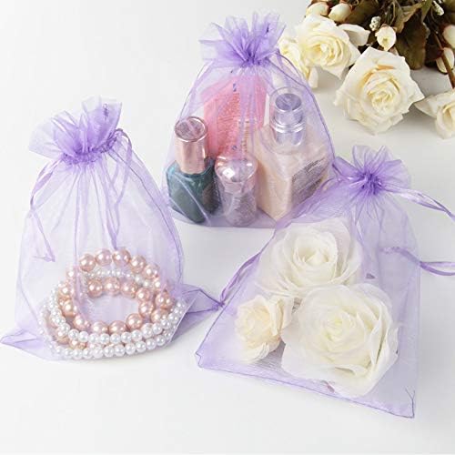 Wudygirl 100 PCS 5"x7" Organza Bags Lilac Gift Bags with Drawstring