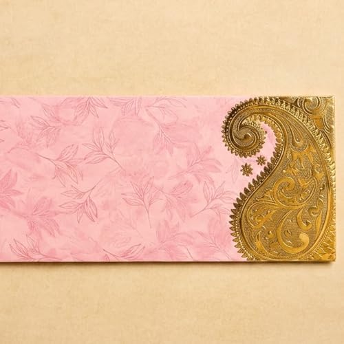 LoveNspire Money Envelopes (7 x 3 Inch) Decorative Golden Paisley Pattern Shagun Lifafa for Indian Wedding, Birthday | Cash Gift Holder & Home Savings Organizer Pack of 25