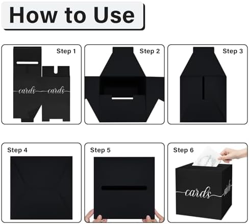 Black and Silver Foil Card Box for Party, 8.7", 1 Pack