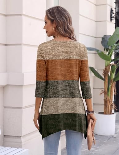 Zeagoo Womens Tops 3/4 Sleeve Loose Fit Dressy Tunics Plus Size Boho Shirts
