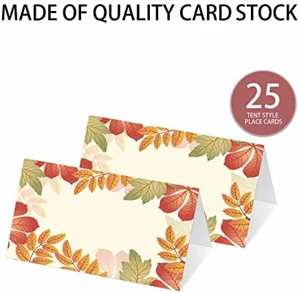 Place Cards for Thanksgiving Fall Party, Editable Name Place Cards, Seating Place Cards for Tables, Tent Style Cards for Wedding, Dinner Party or Any Occasion, Easy Folding, 25 Escort Cards(G03)