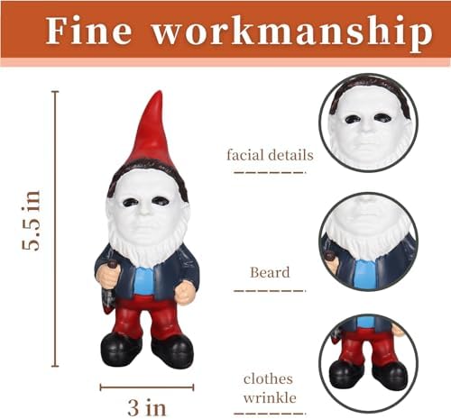 SPINNDO Horror Decor Halloween Decorations Indoor Garden Gnome Garden Statue Home Décor (B.red)