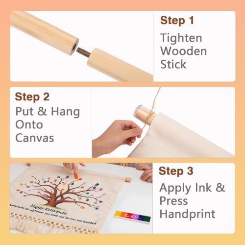 23.6x15.7in Retirement Fingerprint Tree Canvas Guestbook,Retirement Gifts