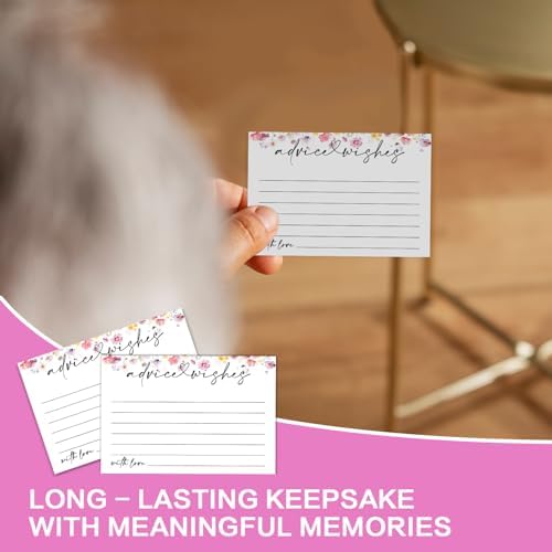 Advice and Wishes Cards Set with Message Notes and Keepsake Options, Guest Book Alternative for Baby Shower, Wedding, Bridal Shower, Graduation and Birthday Celebrations (50, A White, White Color Set)