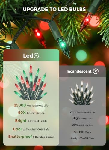 LED Christmas Lights Indoor Outdoor, 33FT 100 Count Mini String Lights