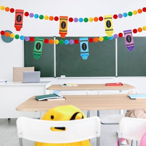 Jansun 8.2ft 3D Back to School Felt Crayon Pre-Strung Garland