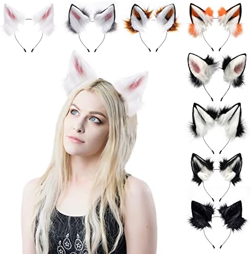 HAOAN Handmade Cat Fox Fur Ears Hairhoop Headwear Anime Party Halloween Costume Headband Hairband